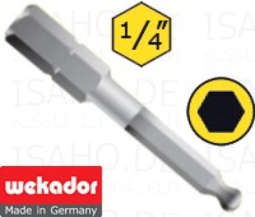 Sechskant Bit SW 3 mm mit Kugelkopf - 38mm lang - Master-Bit, Wekador, Made in Germany