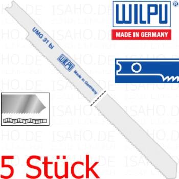 5 Stück Stichsägeblatt Bi-Metall UMG31bi - 105mm Schnittlänge, 1mm Zahnteilung
