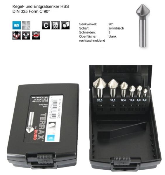 Ruko Terrax HSS Kegelsenker Satz A102152 RO - DIN 335 Form C, 6-teilig, in Rosebox