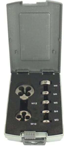 Schneideisen-Satz HSS in Rosebox 7-tlg. - M3-M12, Greywolf