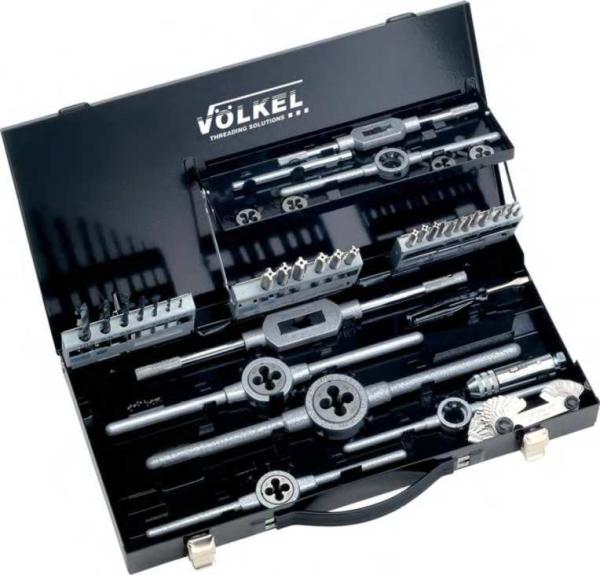 Gewindeschneidwerkzeugsatz M3 bis M12 Völkel 49171 - Linksgewinde, in Metall-Kassette, DIN