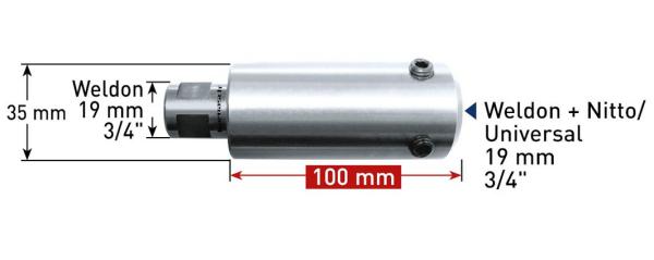 Weldon Verlängerung 100mm mit Bohrung 7,98mm - Karnasch 201417