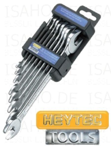Doppelmaulschlüssel Satz 8-teilig mit Wandhalter - 6 bis 22 mm, DIN 3110, von Heytec