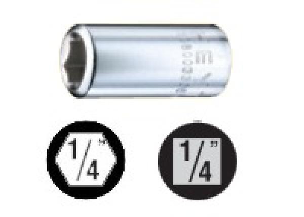 Bit Adapter 1/4 Zoll 4-kant auf 6-kant - Innensechskant, mit Halteklammer