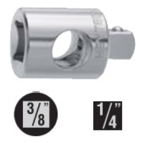 Durchsteck- Adapter 3/8 Zoll innen 1/4 Zoll außen - Cr-V verchromt, von Heytec