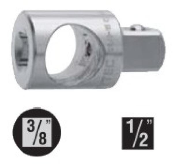 Durchsteck- Adapter 3/8 Zoll innen 1/2 Zoll außen - Cr-V verchromt, von Heytec