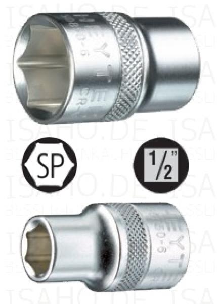 Steckschlüssel Stecknuss Einsatz 9 mm - 1/2 Zoll - Sechskant, Cr-V verchromt, von Heytec