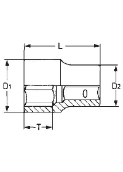 Steckschlüssel Stecknuss Einsatz 10 mm - 1/2 Zoll - Sechskant, Cr-V verchromt, von Heytec