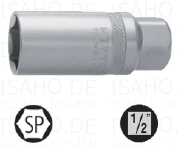 Steckschlüssel Zündkerzenschlüssel 18 mm 1/2 Zoll - Sechskant, Cr-V verchromt, von Heytec