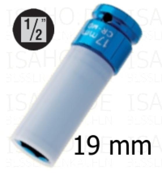 Impact Kraft Steckschlüssel 19 mm auf 1/2 Zoll - mit Schutzhülse, Farbe gelb, von Heytec