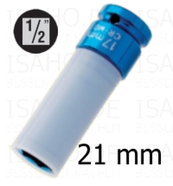 Impact Kraft Steckschlüssel 21 mm auf 1/2 Zoll - mit Schutzhülse, Farbe rot, von Heytec