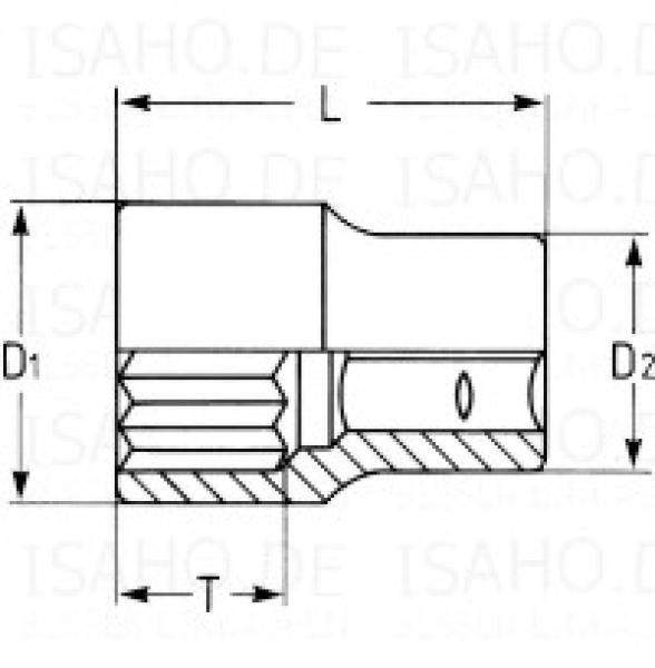 Steckschlüssel Stecknuss Einsatz 30 mm - 1/2 Zoll - 12-kant, von Heynen, Made in Germany