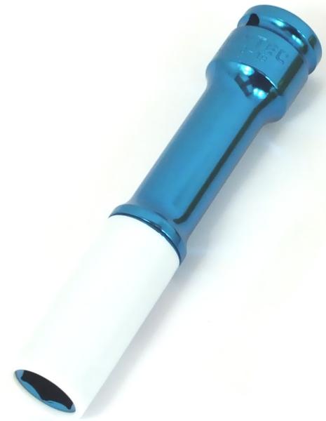 Heytec Kraft-Steckschlüssel 17 mm 1/2 Zoll Antrieb - mit Schutzhülse, 150 mm lang, in blau