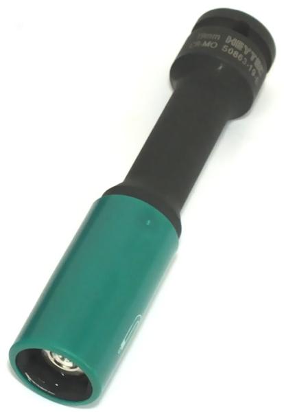 Kraft-Steckschlüssel 19 mm extralang mit Magnet - mit Schutzhülse, Farbe grün, von Heytec