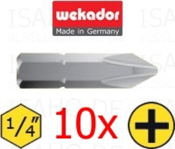 10 Stück Bit PH 2 - 25mm lang - Master Bit von Wekador, Made in Germany