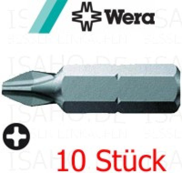 10 Stück Wera Bits PH 2, 851/1 Z - DIN 5260-PH, ISO 8764-PH, 25mm