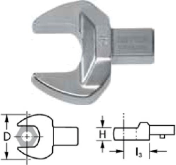 Einsteck- Maulschlüssel 30 mm auf 14x18 mm - CrV, mit Stiftsicherung, von Heytec