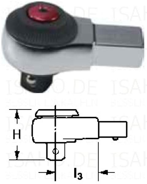 Einsteck- Ratsche Knarre 1/2 Zoll auf 14x18 mm - CrV, mit Stiftsicherung, von Heytec