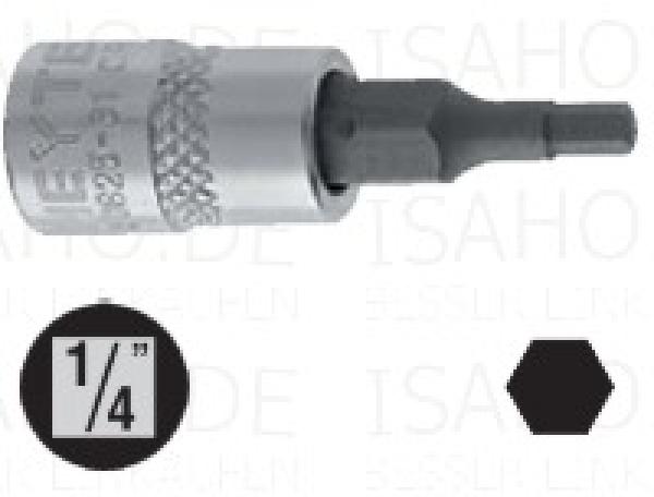3mm Sechskant Einsatz Bit-Stecknuss 1/4" - Länge 36mm, von Heytec