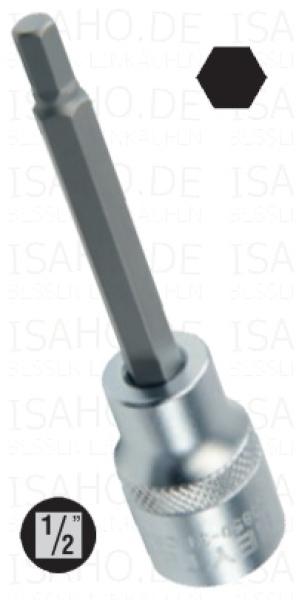 14mm Sechskant Bit Stecknuss 1/2 Zoll 138mm lang - Chrom-Vanadium verchromt, von Heytec