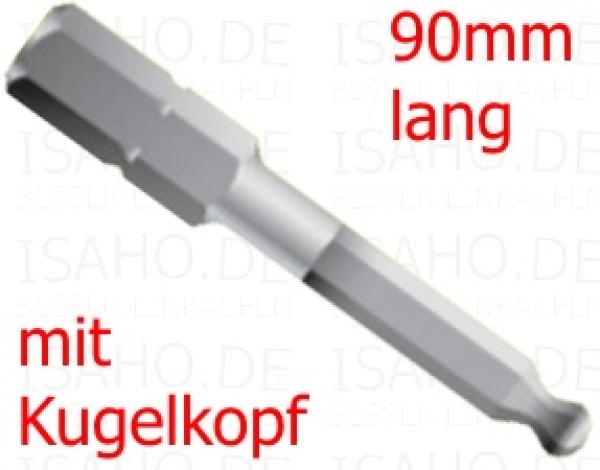 Sechskant Bit SW 8 mm 90mm lang mit Kugelkopf - Wekador, Made in Germany