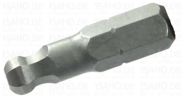 Sechskant Bit SW 5 mm mit Kugelkopf - 25mm lang - Antrieb 1/4 Zoll Außensechskant
