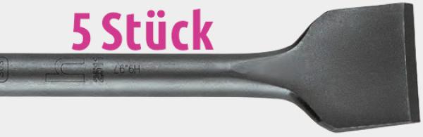 5 Stück Heller Fliesenmeißel SDS-plus gebogen - 250 x 40 mm, Made in Germany