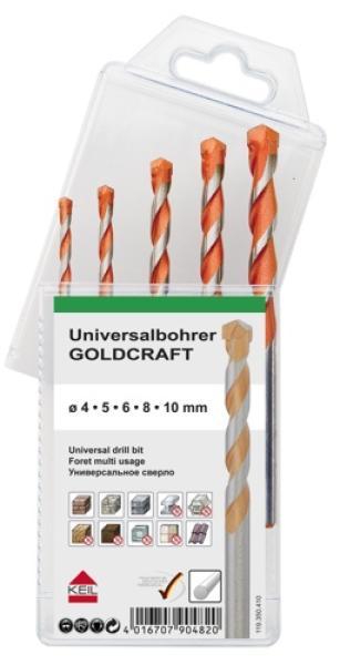 5-er Bohrersatz Universalbohrer Goldcraft - Größen 4-5-6-8-10 mm, Made in Germany 5-er Bohrersatz Universalbohrer Goldcraft - Größen 4-5-6-8-10 mm, Made in Germany