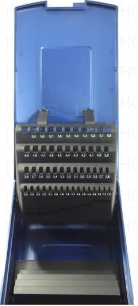 RoseBox leer für Bohrer 1 - 5,9 mm DIN 338 - 50 Leerplätze beschriftet, dunkelblau