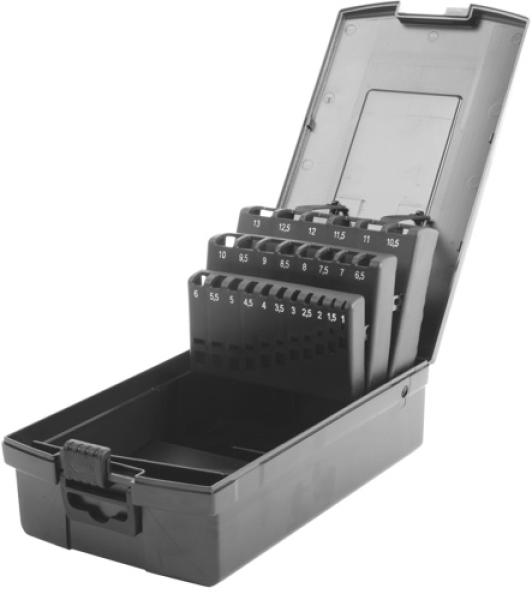 RoseBox leer für Bohrer 1 - 13 mm DIN 338 - grau, 25 Leerplätze beschriftet