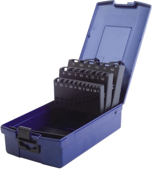 RoseBox leer für Bohrer 1 - 13 mm DIN 338 - blau, 25 Leerplätze beschriftet