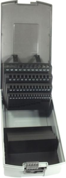 RoseBox leer für Bohrer 1 - 6,0 mm DIN 338 - 51 Leerplätze beschriftet, grau