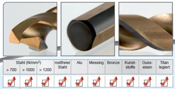 HSS-E Co5 UNI Spiralbohrer 19-tlg. in RoseBox - DIN 338 Dreiflächenschaft, Ruko 228214RO HSS-E Co5 UNI Spiralbohrer 19-tlg. in RoseBox - DIN 338 Dreiflächenschaft, Ruko 228214RO