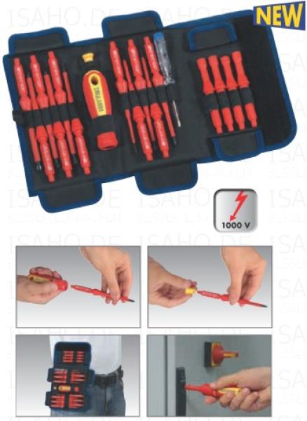 VDE Schraubendrehersatz 18-teilig - in Rolltasche, Heytec