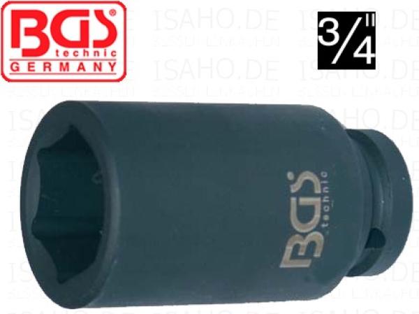 Kraft-Steckschlüssel 17mm auf 3/4 Zoll, extra tief - 90mm lang, sechskant, BGS 5717