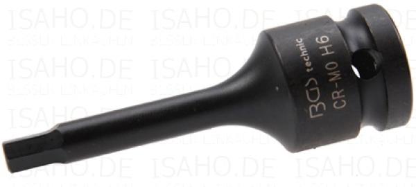 Kraft Bit-Einsatz 6 mm Sechskant auf 1/2 Zoll - Cr-Mo Stahl, BGS