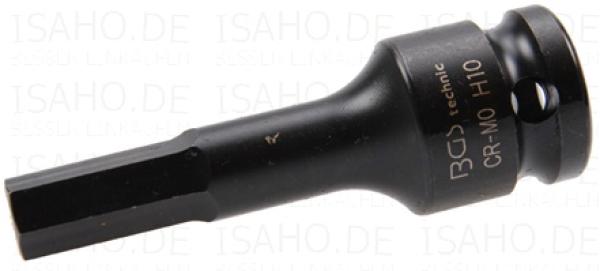 Kraft Bit-Einsatz 10 mm Sechskant auf 1/2 Zoll - Cr-Mo Stahl, BGS