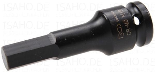 Kraft Bit-Einsatz 12 mm Sechskant auf 1/2 Zoll - Cr-Mo Stahl, BGS