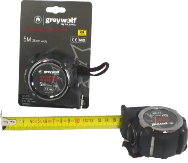 Profi-Bandmaß 5 m im Metallgehäuse, EG-Klasse 2 - nylonbeschichtet, greywolf