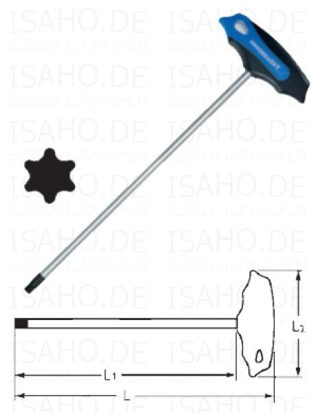 Quergriff TX Schraubendreher T10 x 100 - 100mm Klingenlänge, von Heytec