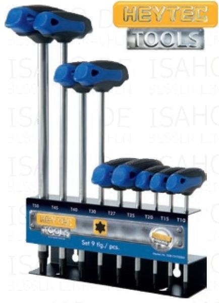 Quergriff TX Schraubendreher Satz 9-tlg. - im Metallhalter, von Heytec