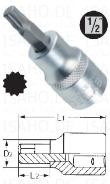 XZN Vielzahn M10 Einsatz Bit-Stecknuss 1/2" - Länge 62mm, von Heytec