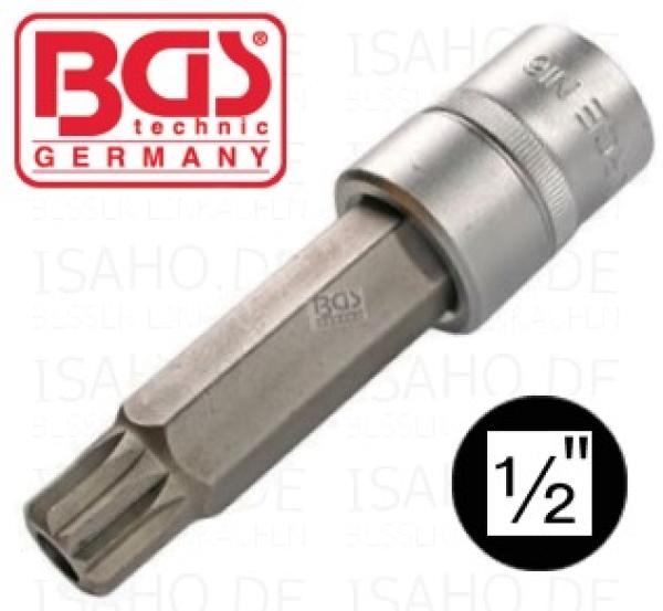 XZN Vielzahn M18 Einsatz Bit-Stecknuss 1/2" - Länge 100mm, mit Bohrung, von BGS