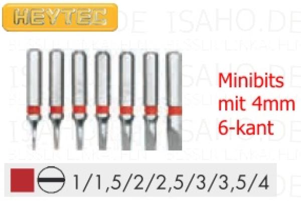 Feinmechaniker Minibit- Satz Schlitz - 4mm Antrieb, 7-teilig, von Heytec