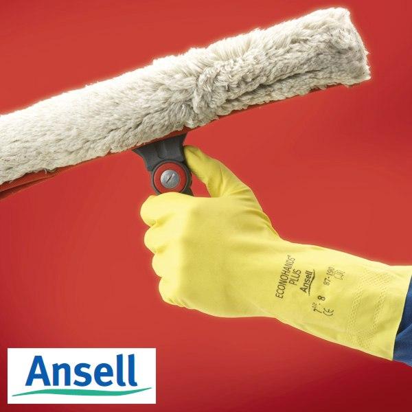 Gummi-Handschuhe ECONOHANDS®-PLUS Gr. 8 - Naturlatex gelb, 30,5cm lang, von Ansell