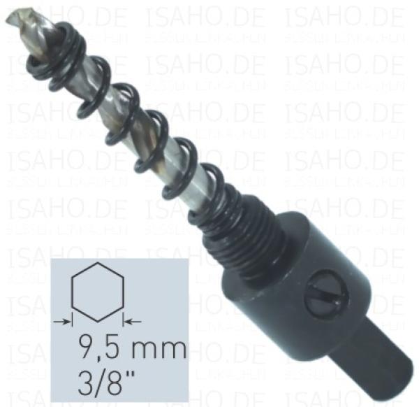 Aufnahme für Lochsägen bis 30mm, 9,5mm 6-kant - mit HSS Zentrierbohrer, Karnasch