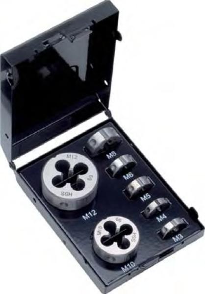 HSS Schneideisen- Satz M3 bis M12 - Völkel 49521 - 7-tlg. in Kassette