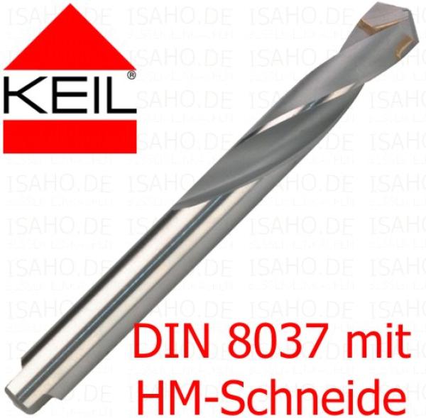 8,5 mm HSS DIN 8037 HM-Spiralbohrer - mit HM-Schneide nach DIN 8010, von Keil 8,5 mm HSS DIN 8037 HM-Spiralbohrer - mit HM-Schneide nach DIN 8010, von Keil