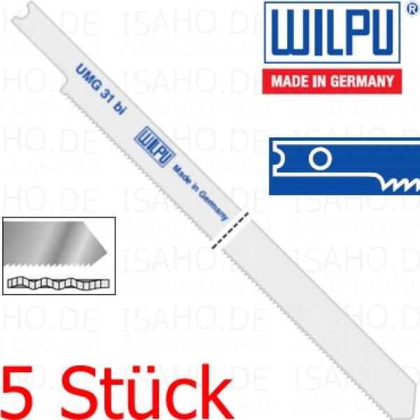5 Stück Stichsägeblatt Bi-Metall UMG31bi - 105mm Schnittlänge, 1mm Zahnteilung