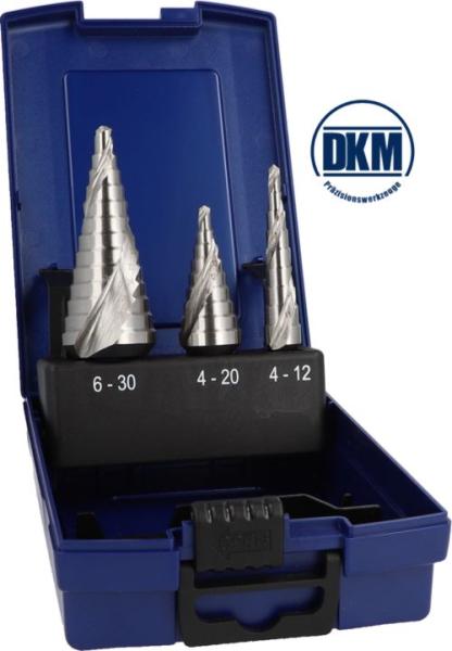 HSSE Co5 Stufenbohrer Satz 3-tlg. DKM - Gr. 09-1-2, in RoseBox